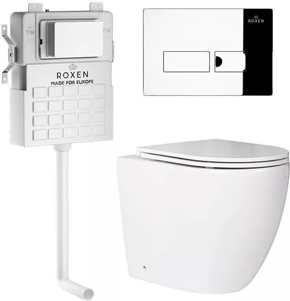 Унитаз приставной Roxen Antares в комплекте с инсталляцией Attach 5 в 