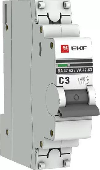 Выключатель автоматический EKF ВА 47-63 1P 3А (C) 4.5kA PROxima mcb476