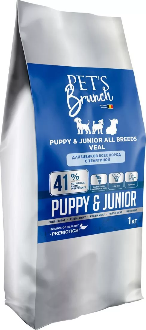 Сухой корм для собак Pet's Brunch Junior Veal с телятиной 1 кг
