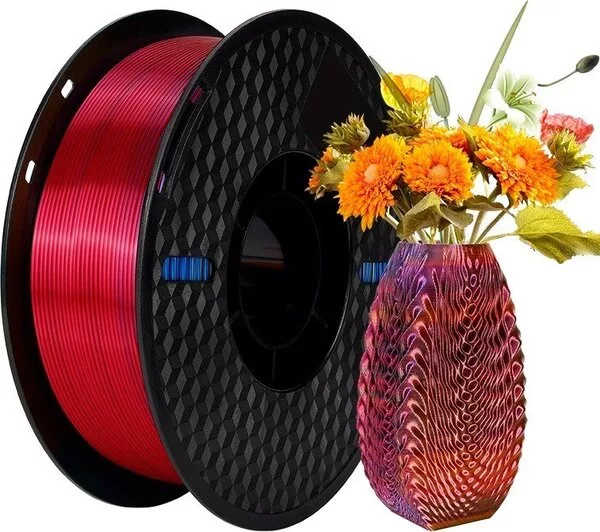 Филамент Kingroon PLA Tri Color Silk 1.75мм NSC025 (1кг, Red/Golden/Bl