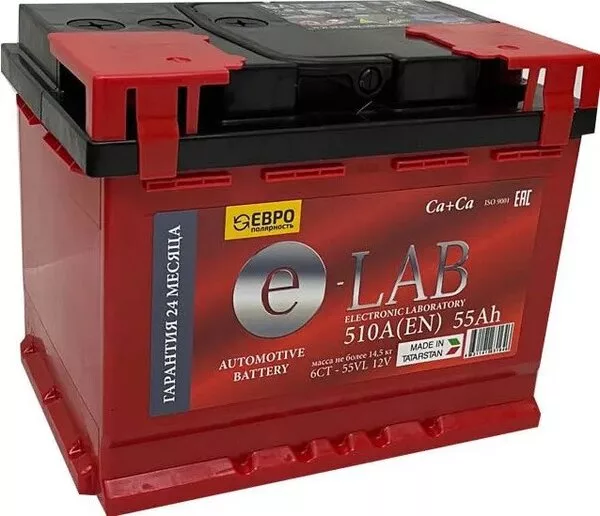 Автомобильный аккумулятор E-Lab 6СТ-55 R+ (55 А·ч)