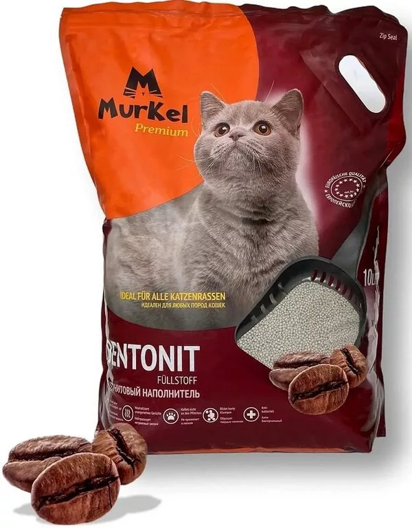 Наполнитель для туалета MurKel Бентонит 20л (кофе)