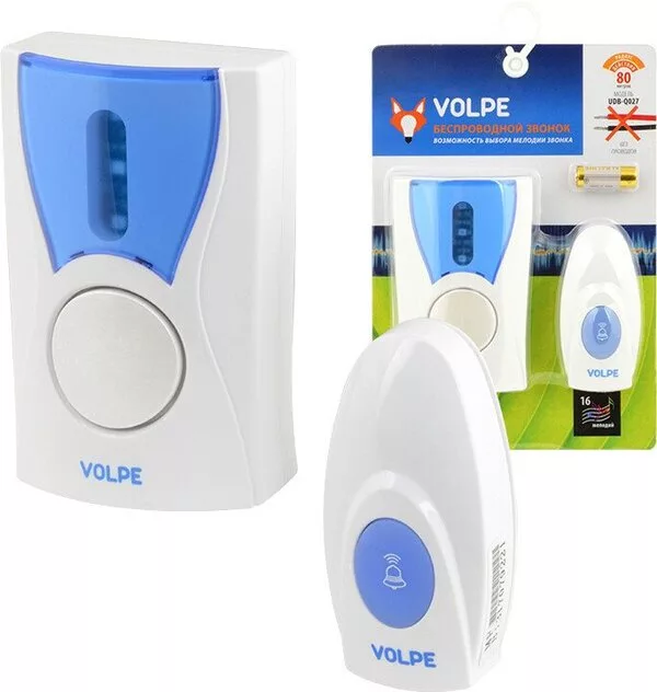 Беспроводной дверной звонок Uniel Volpe UDB-Q027 W-R1T1-16S-80M-WH UL-