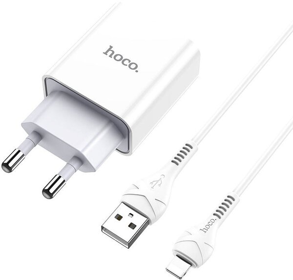 Сетевое зарядное Hoco C81A Lightning (белый)