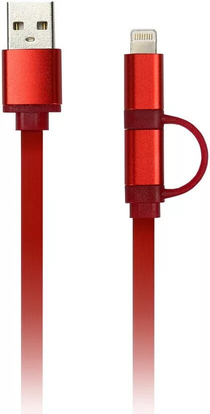 Кабель SmartBuy IK-212 USB Type-A - microUSB+Lightning (1 м, красный)