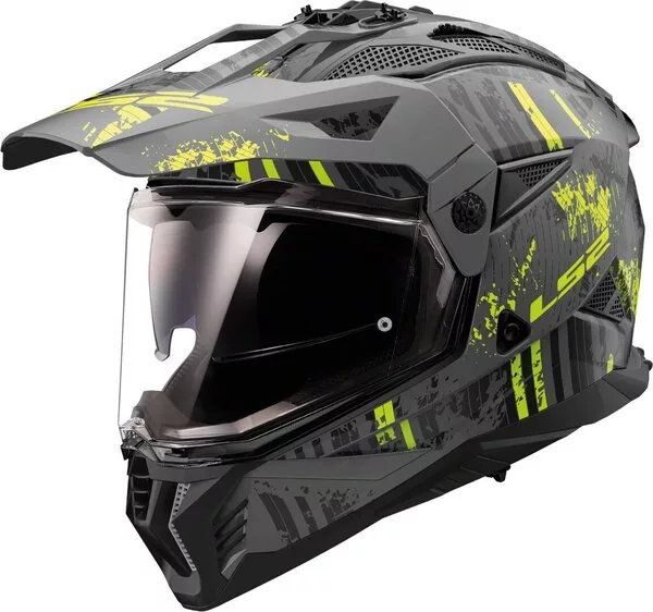Мотошлем LS2 MX702 Pioneer 2 Crazy (S, черный/желтый матовый)