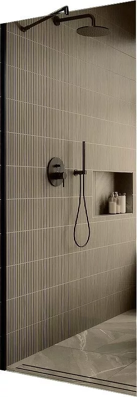 Душевая стенка MaybahGlass 109x195 MGD-678-6ш (бронзовое стекло/черный