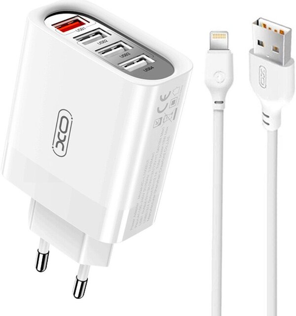 Сетевое зарядное XO Lightning L100 (белый)