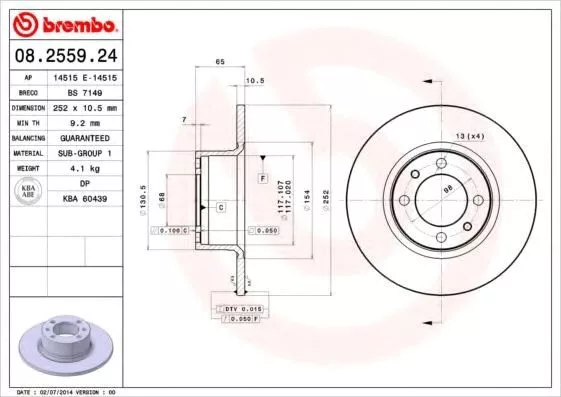 Тормозной диск Brembo 08255924