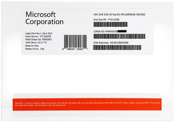 Операционная система Microsoft Windows Server 2019 (1 ПК, бессрочная л