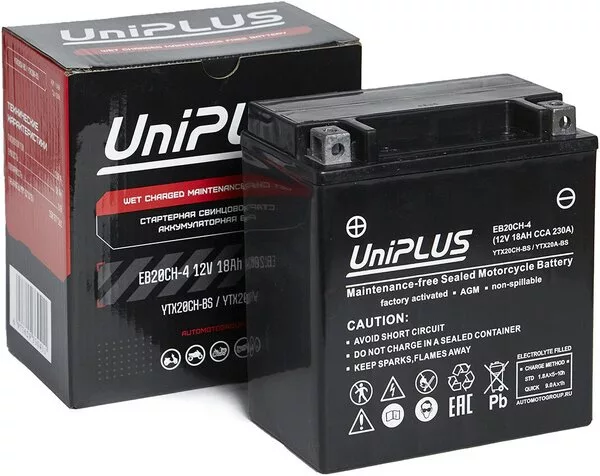 Мотоциклетный аккумулятор UniPLUS EB20CH-4 (18 А·ч)