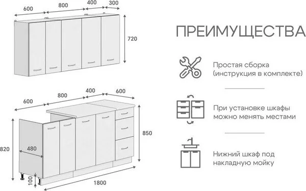 Готовая кухня Кортекс-мебель Корнелия Лира 1.8 (дуб сонома/венге/дуб б