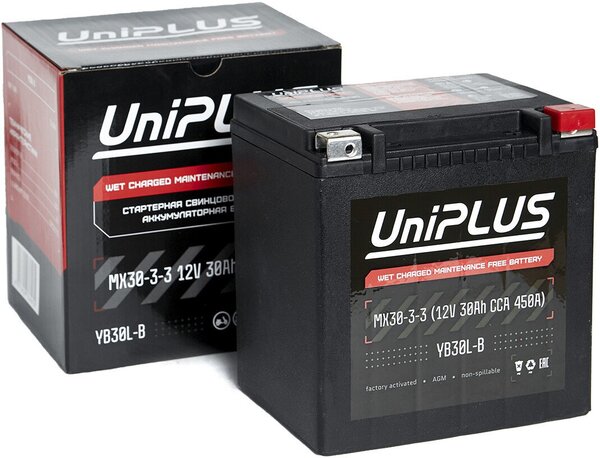 Мотоциклетный аккумулятор UniPLUS MX30-3 (30 А·ч)