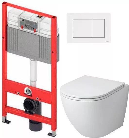 Унитаз подвесной Grossman GR-4455SQ + TECE Kit 9400413 с сиденьем, с к