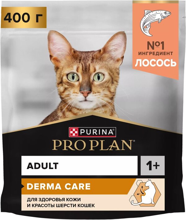 Сухой корм для кошек Pro Plan Adult Derma Care с лососем 400 г
