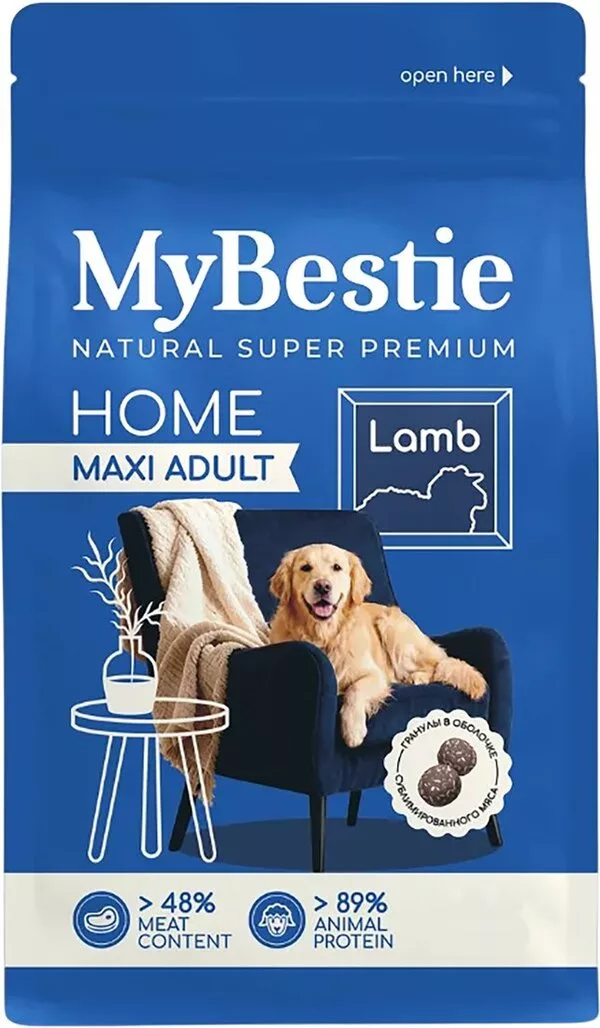 Сухой корм для собак MyBestie Home Maxi Adult ягненок 0.8 кг
