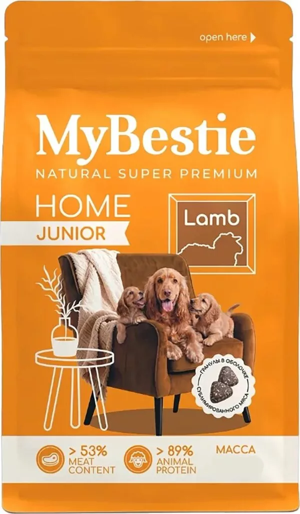 Сухой корм для собак MyBestie Home Junior ягненок 12 кг