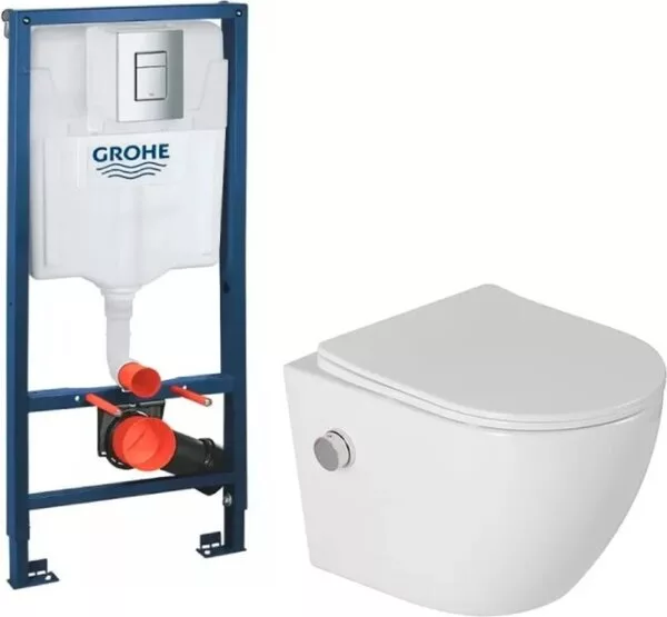 Унитаз подвесной Saniteco Rimless RT-203-B1 + GROHE Rapid SL 38772001 