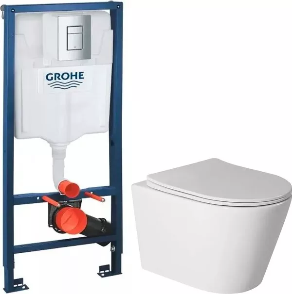 Унитаз подвесной Saniteco Rimless R-201W + GROHE Rapid SL 38772001 (с 