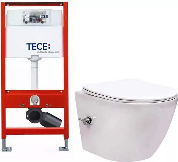 Унитаз подвесной Saniteco Rimless RT-203-B + TECE Profil 9300302 (с фу