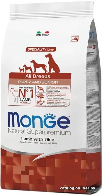 Сухой корм для собак Monge All Breeds Puppy & Junior Monoprotein Lamb 
