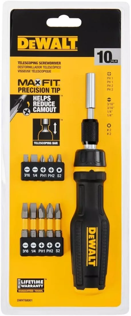 Набор отвертка с битами DeWalt DWHT68001-0 (11 предметов)