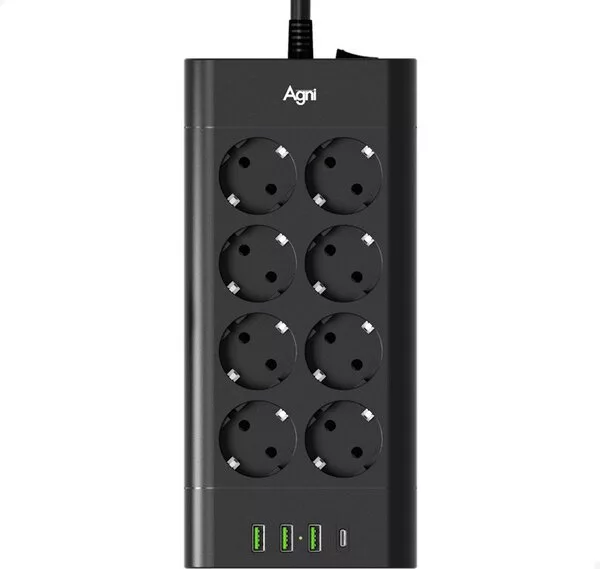 Сетевой фильтр Agni TP-FA4U8E-C-3m-black (3м, 8 розеток, черный)