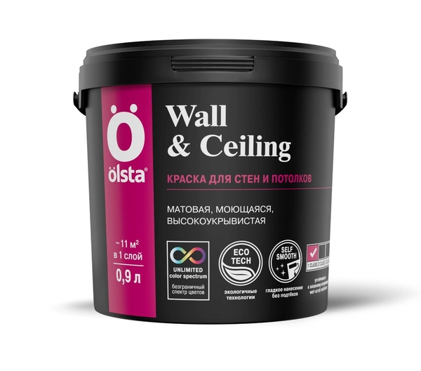 Краска OLSTA WALL & CEILING матовая база A 0,9л