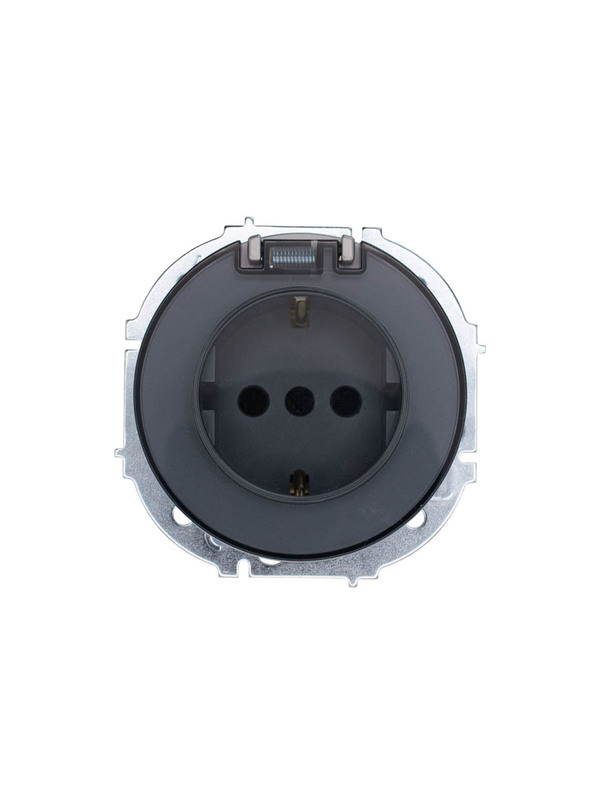 Розетка Lezard Osen 1-гн с/з с/кр IP44 (без рамки) серый 743-7488-123B