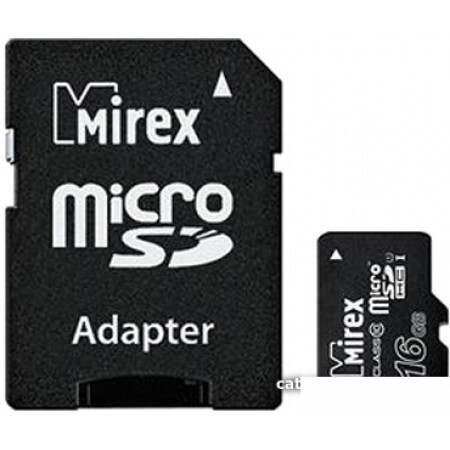 Карта памяти Mirex microSDHC UHS-I (Class 10) 16GB + адаптер [13613-AD