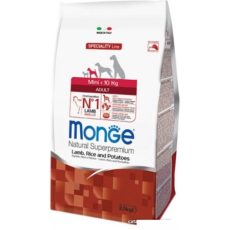 Сухой корм для собак Monge Mini Adult Lamb, Rice and Potatoes 7.5 кг