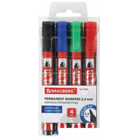 Маркер перманентный BRAUBERG Ultra Marker 152208 (4 шт)