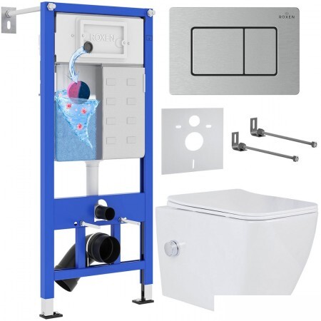Унитаз подвесной Roxen Cube bidet в комплекте с инсталляцией StounFix 