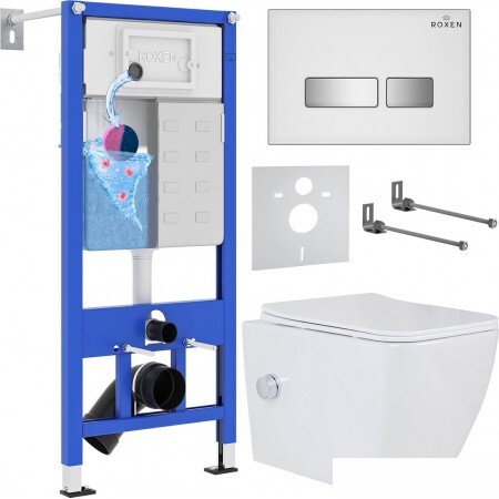 Унитаз подвесной Roxen Cube Bidet One Rimless 6 в 1 StounFix Dual Fres