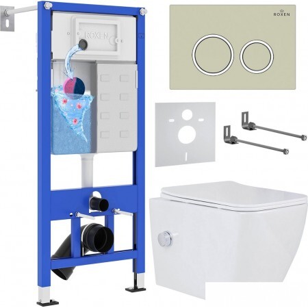 Унитаз подвесной Roxen Cube bidet в комплекте с инсталляцией StounFix 
