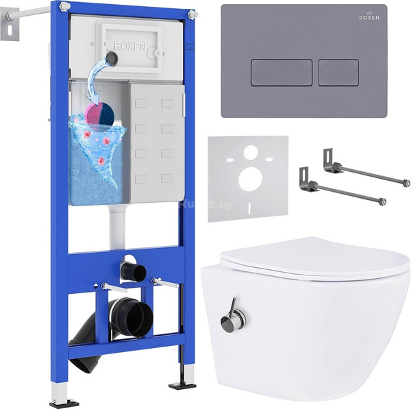 Унитаз подвесной Roxen Antares Bidet в комплекте с инсталляцией StounF