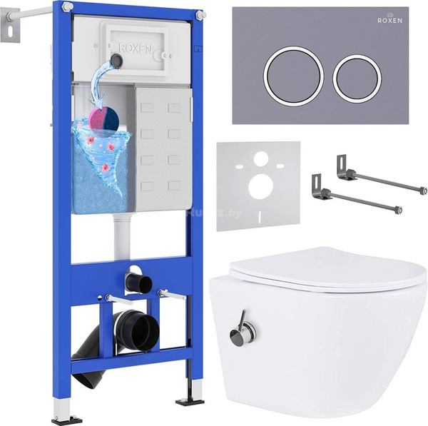 Унитаз подвесной Roxen Antares Bidet в комплекте с инсталляцией StounF