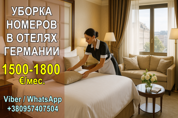 Работа в Германии. Уборка номеров в отелях.