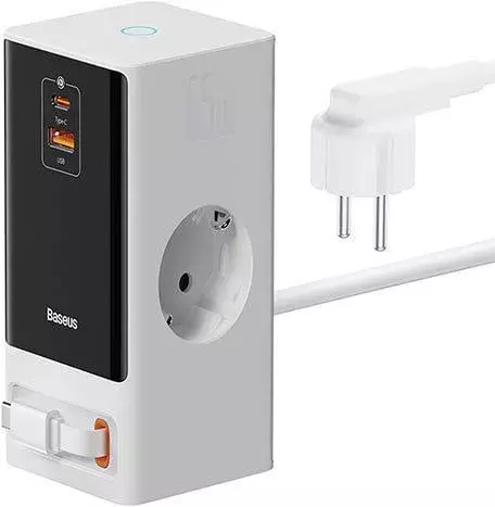 Сетевое зарядное Baseus PowerCombo Digital PowerStrip 2AC+1U+1C+Retrac